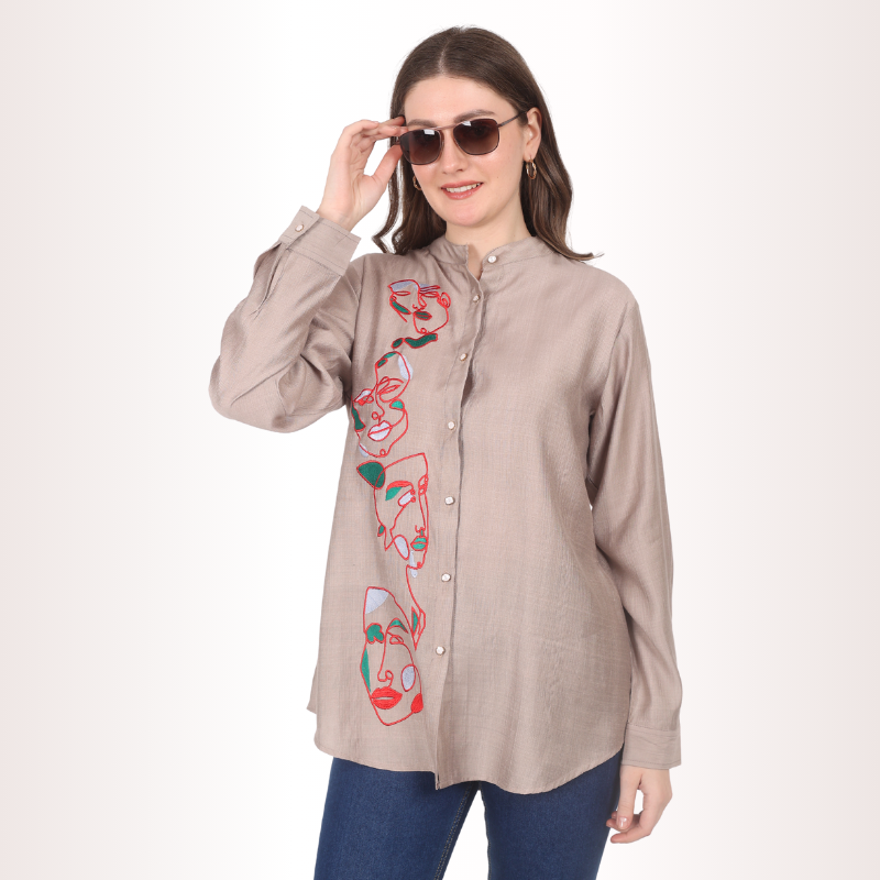 Yadya Embroidered Shirt Green Viscose