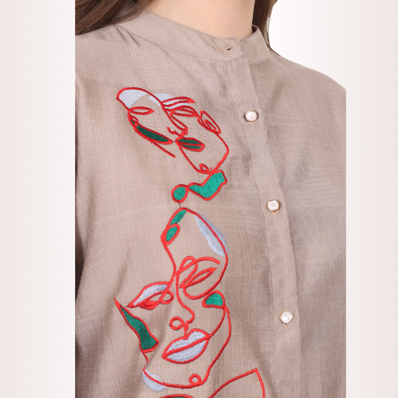 Yadya Embroidered Shirt Green Viscose