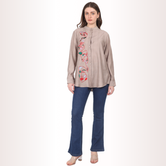 Yadya Embroidered Shirt Green Viscose