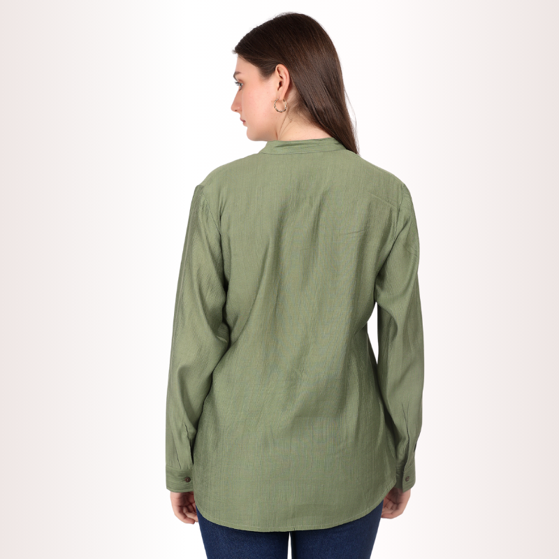 Yadya Embroidered Shirt Green Viscose