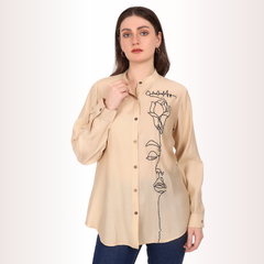 Yadya Embroidered Shirt Green Viscose