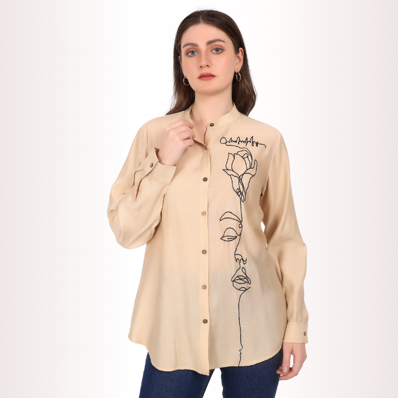 Yadya Embroidered Shirt Green Viscose