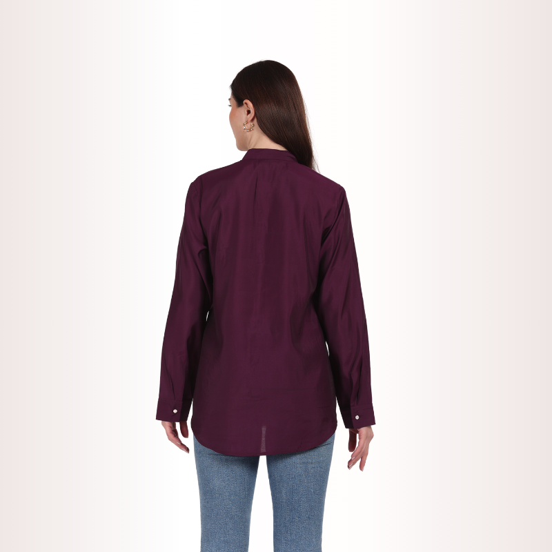 Yadya Embroidered Shirt Purple Viscose