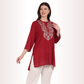 Yadya Embroidered Short kurti Peach Rayon