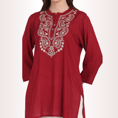 Yadya Embroidered Short kurti Blue Rayon