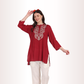 Yadya Embroidered Short kurti Maroon Rayon