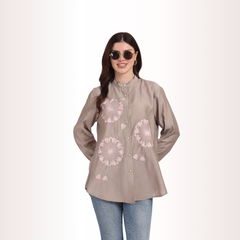 Yadya Embroidered Shirt Grey Viscose