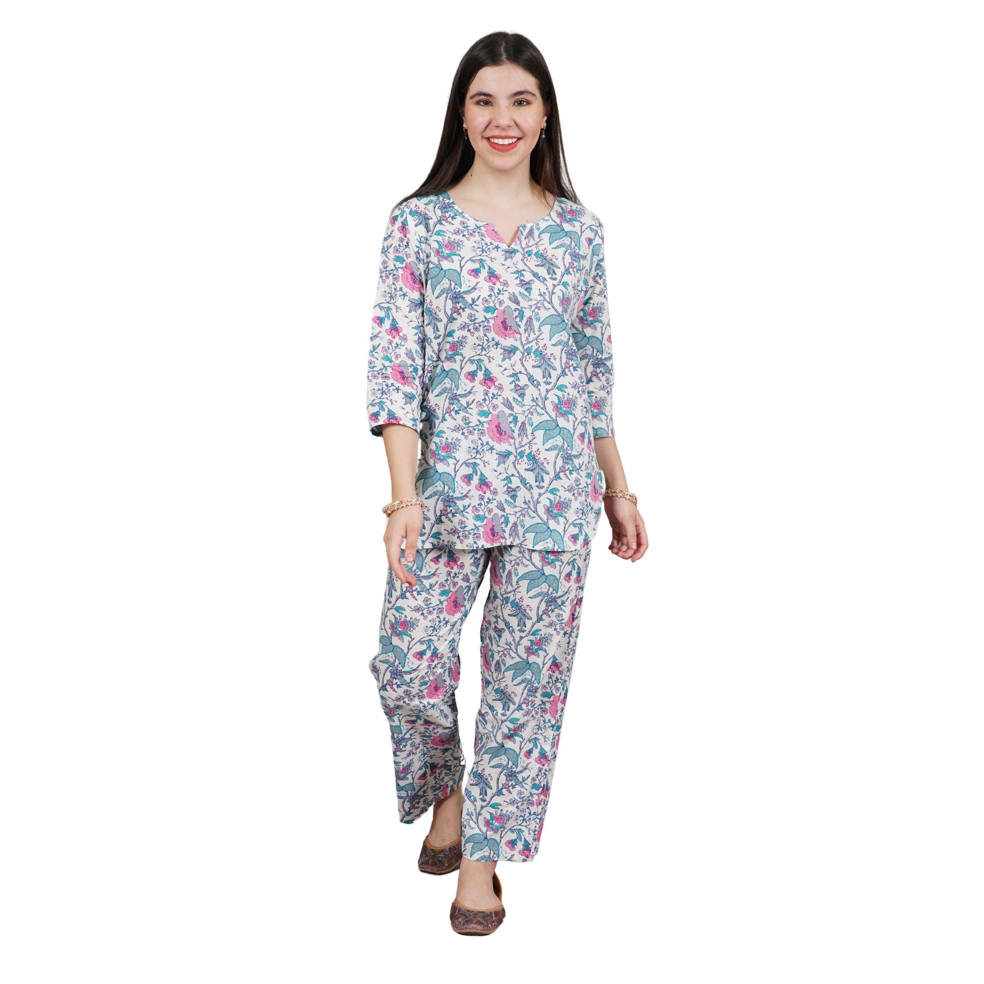 cotton nightsuit, yadya threads, cotton nightwear, cotton cord-set