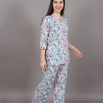 cotton nightsuit, yadya threads, cotton nightwear, cotton cord-set