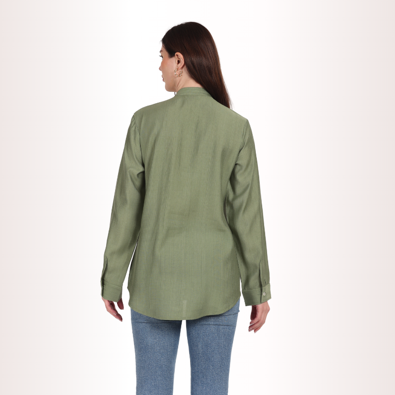 Yadya Embroidered Shirt Green Viscose