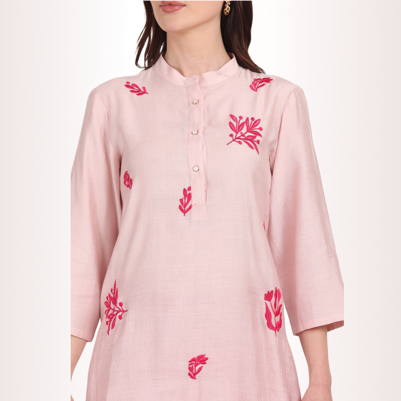 Yadya Embroidered Long Kurta Teal Viscose