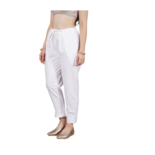 white cotton trousers for women, women cotton pant, yadya threads, cotton kurta trousers