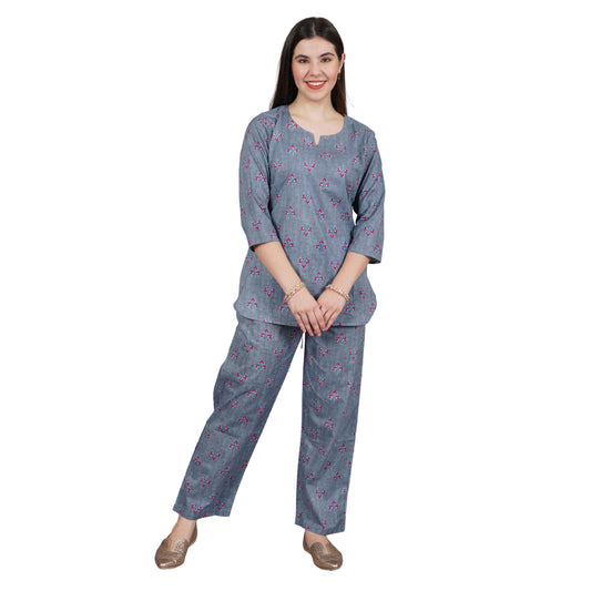 cotton nightsuit, yadya threads, cotton nightwear, cotton cord-set