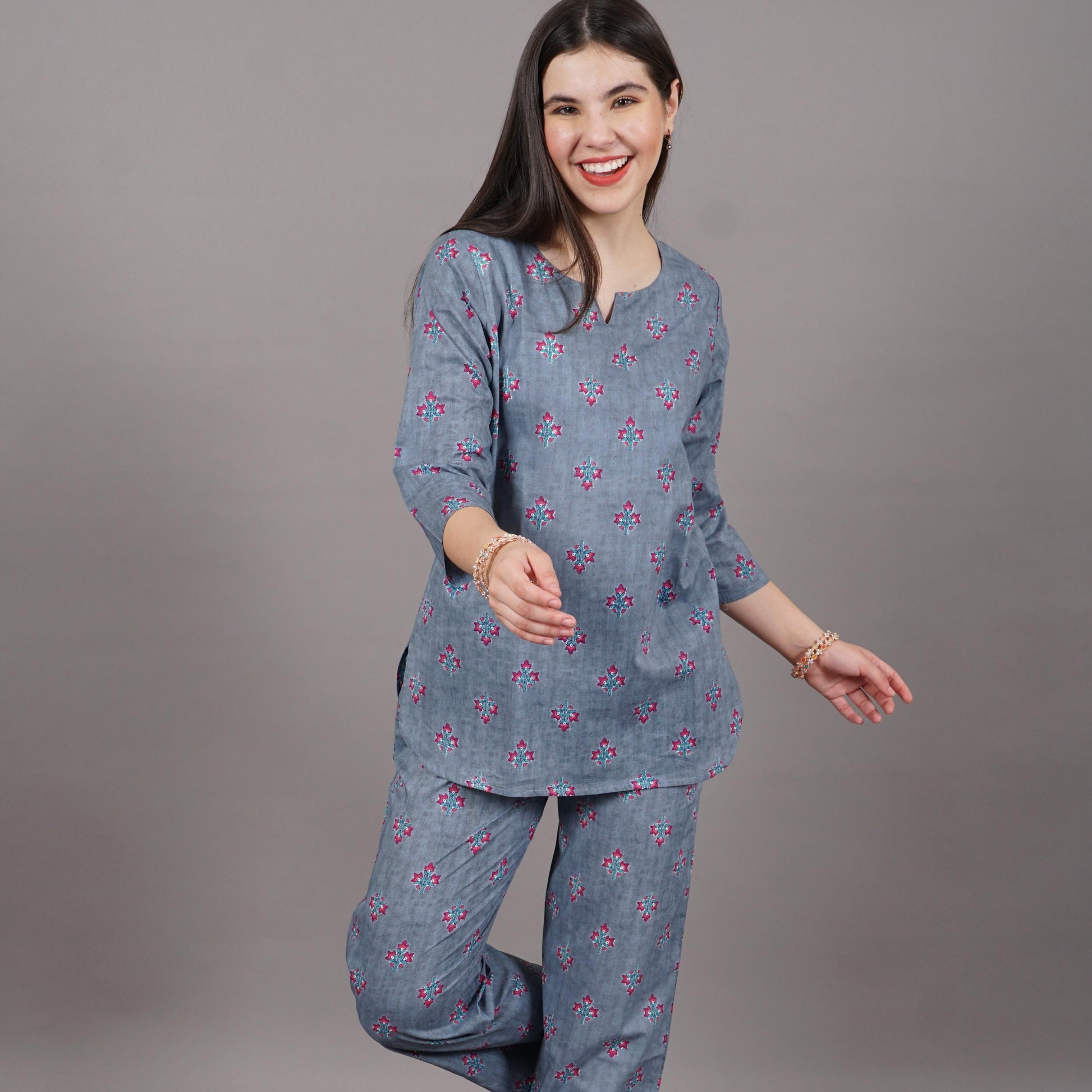 cotton nightsuit, yadya threads, cotton nightwear, cotton cord-set