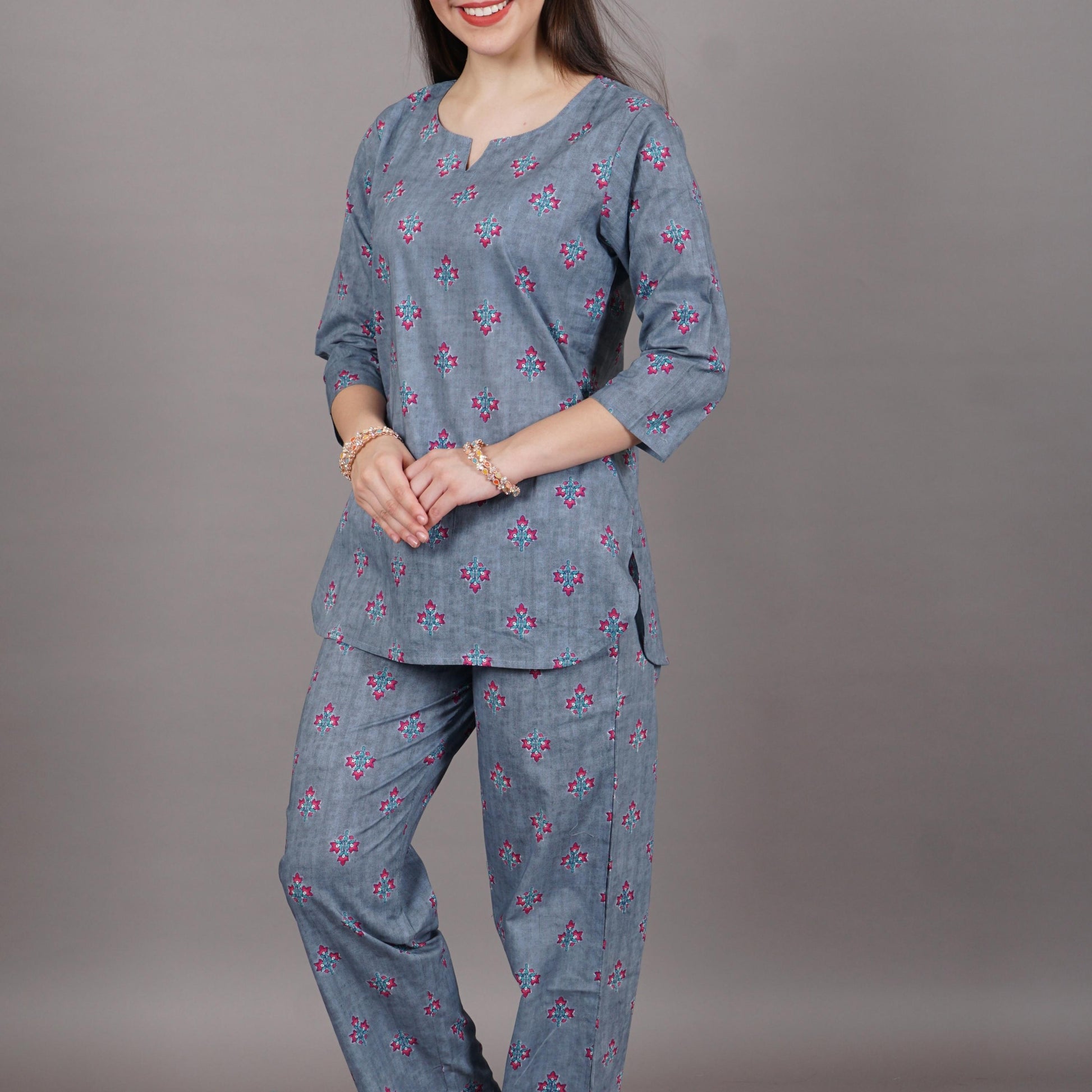 cotton nightsuit, yadya threads, cotton nightwear, cotton cord-set