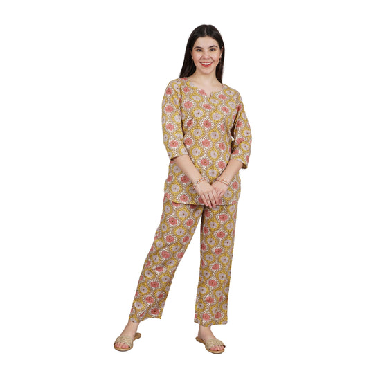 cotton nightsuit, yadya threads, cotton nightwear, cotton cord-set