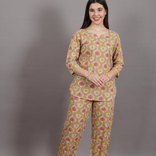 cotton nightsuit, yadya threads, cotton nightwear, cotton cord-set