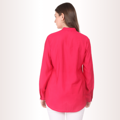 Yadya Embroidered Floral Shirt Fuchsia Pink