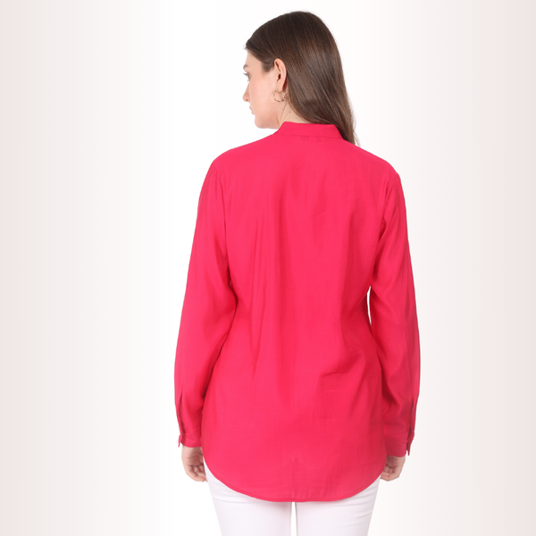 Yadya Embroidered Floral Shirt Fuchsia Pink