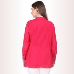 Yadya Cutwork Embroidered Shirt Fuchsia Pink