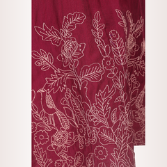 Yadya Embroidered Short Kurta  Maroon Viscose