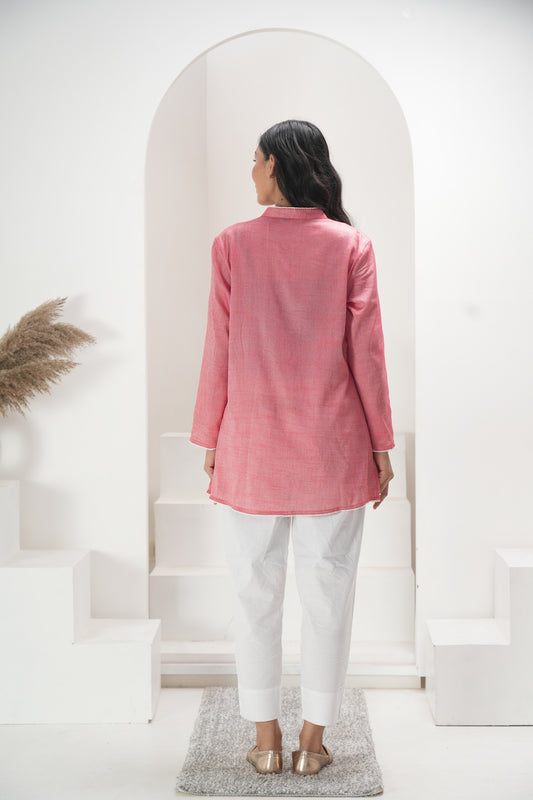 Women Red-Pink Short Kurta