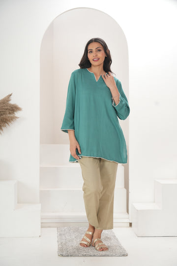 Women Teal Short Kurta