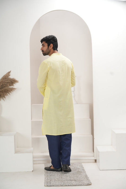 Men's Light Yellow Kurta