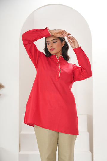 Women Red Short Kurta