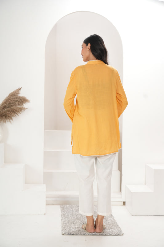 Women Light Mustard Short Kurta