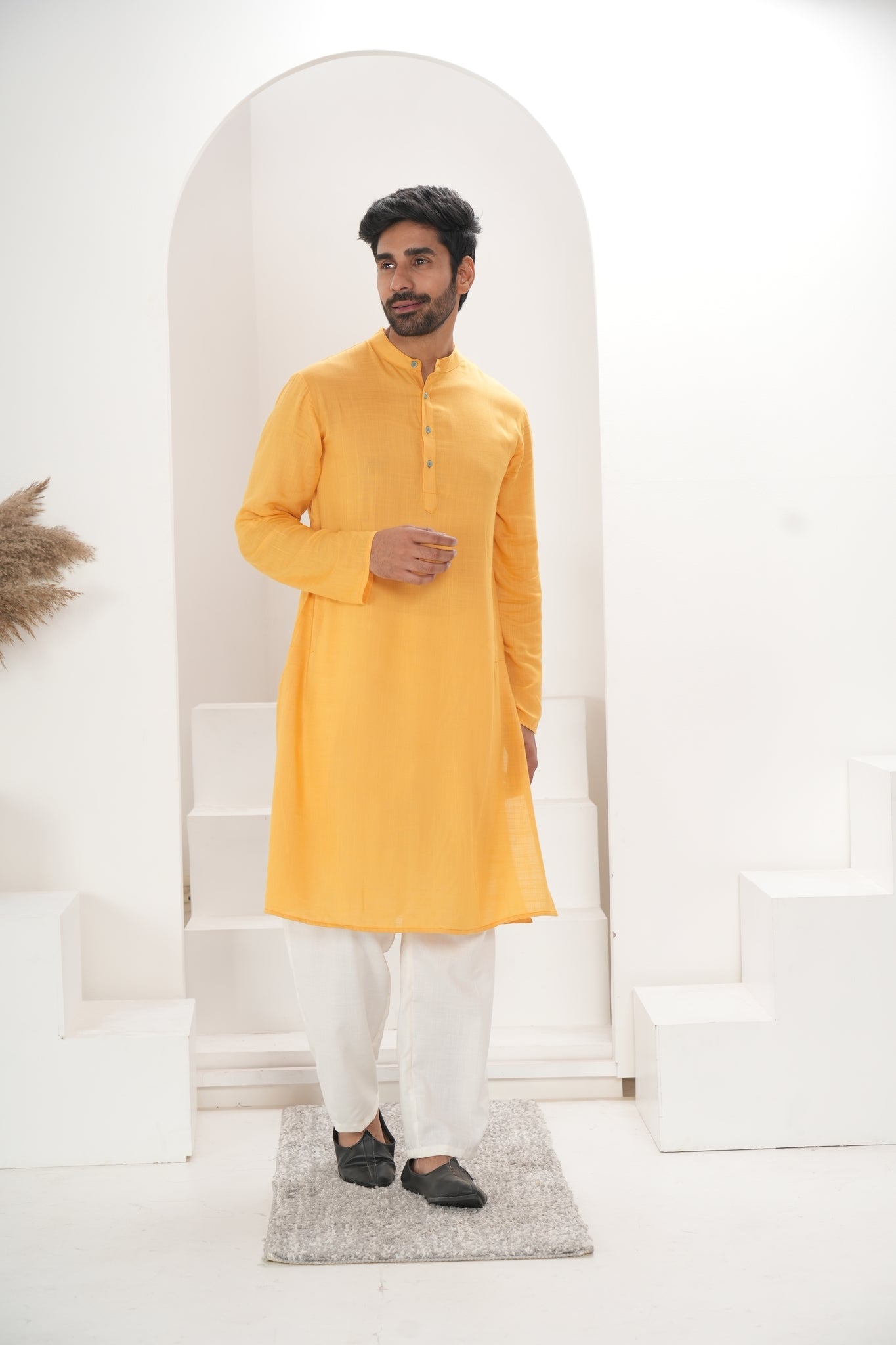 Men's Light Mustard Kurta