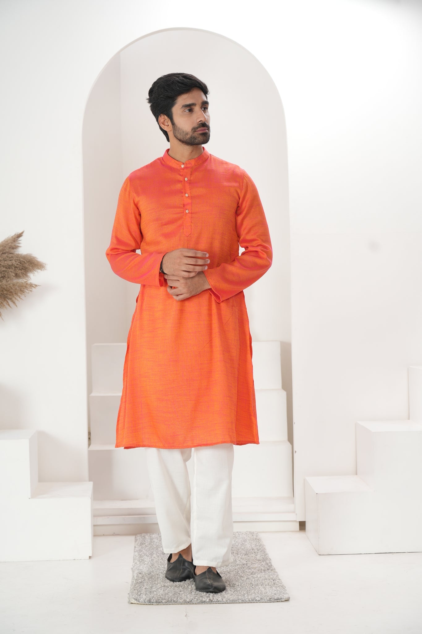 Men's Dual Tone Orange Kurta