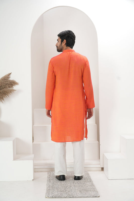 Men's Dual Tone Orange Kurta