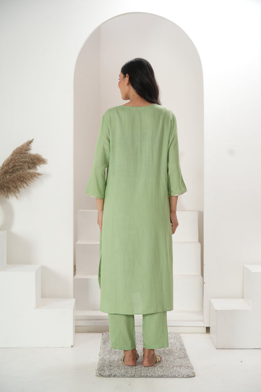 Women Light Green Long Kurta