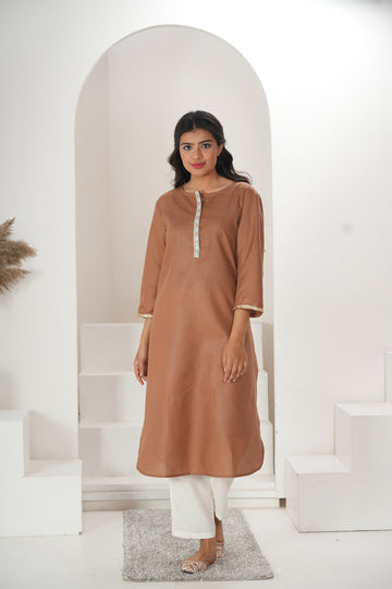 Women Brown Long Kurta