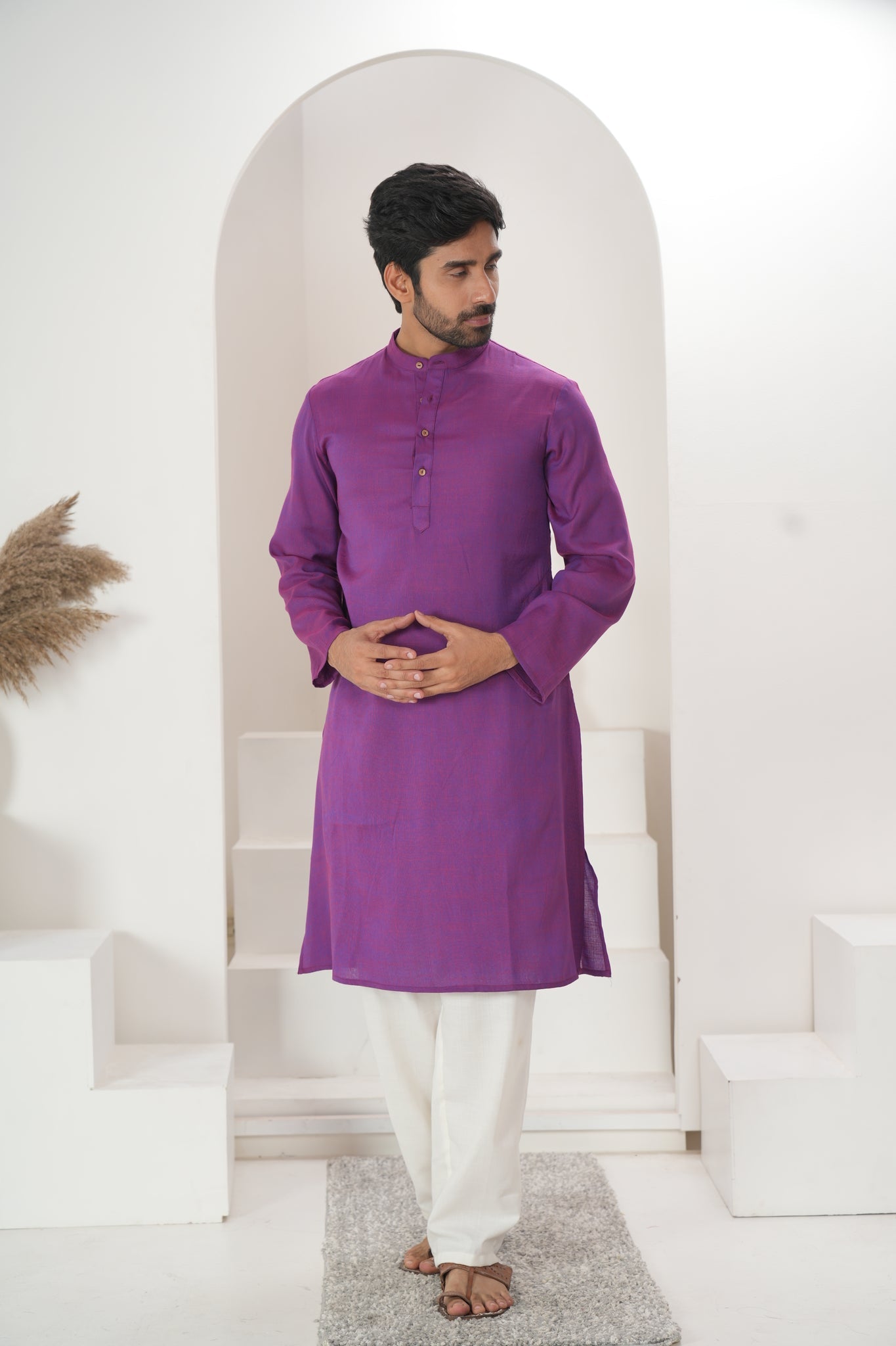 Men's Dual Tone Purple Kurta