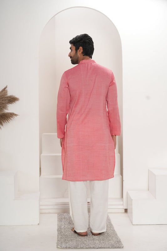 Men's Red-Pink Kurta