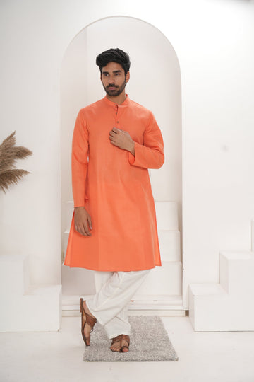 Men's Orange Kurta