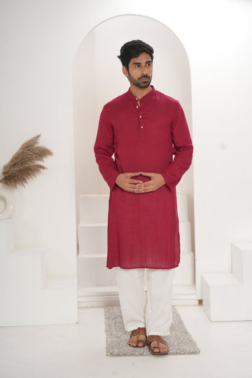 Men's Maroon Kurta