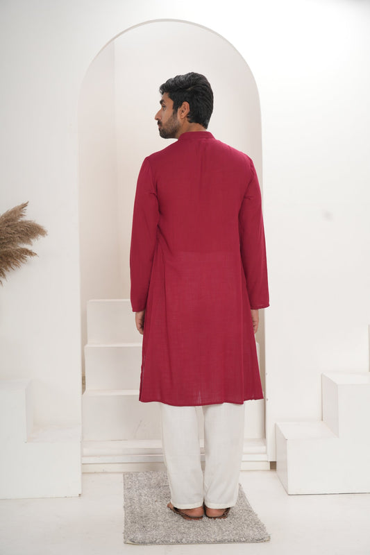 Men's Maroon Kurta