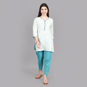 Aqua and White Dhoti Pant Set