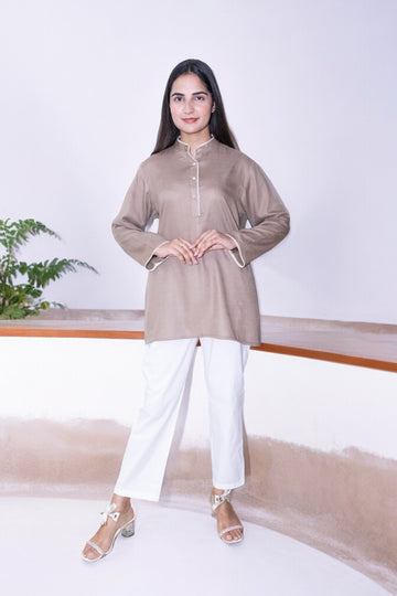 Rayon Brown Short Kurti