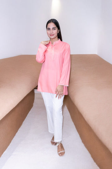 Rayon Peach Short Kurta