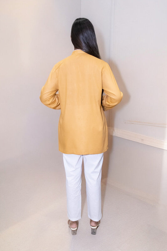 Rayon Bright Yellow Short Kurta